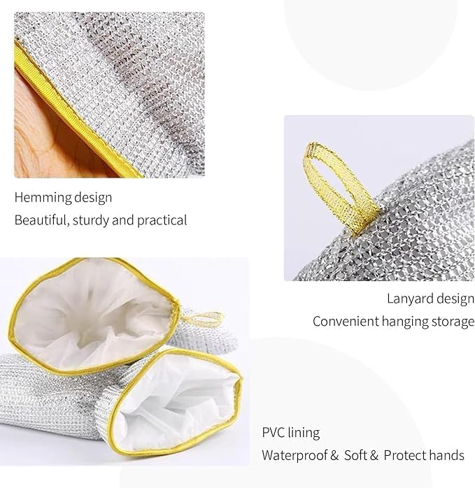 Multipurpose Silicone Dishwashing & Cleaning Gloves (Premium Step-Back Bristles)