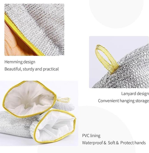 Multipurpose Silicone Dishwashing & Cleaning Gloves (Premium Step-Back Bristles)