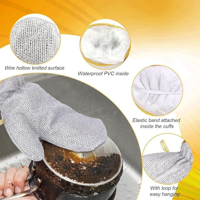Multipurpose Silicone Dishwashing & Cleaning Gloves (Premium Step-Back Bristles)